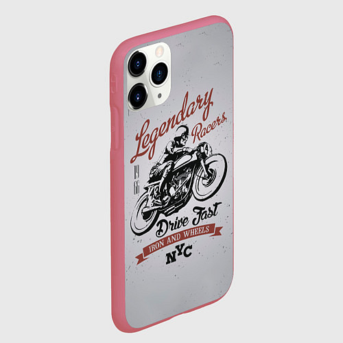 Чехол iPhone 11 Pro матовый Легендарный гонщик / 3D-Малиновый – фото 2