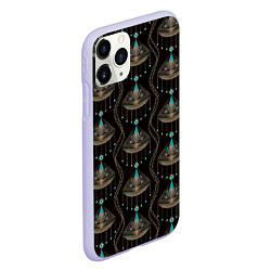 Чехол iPhone 11 Pro матовый Трехцветный арт деко, цвет: 3D-светло-сиреневый — фото 2