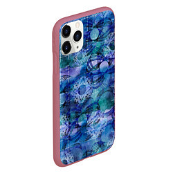 Чехол iPhone 11 Pro матовый Абстракция - акварельный узор, цвет: 3D-малиновый — фото 2