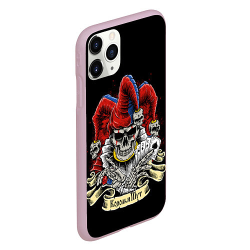 Чехол iPhone 11 Pro матовый Шут с картами - череп / 3D-Розовый – фото 2