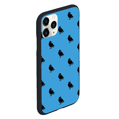 Чехол iPhone 11 Pro матовый Вороны паттерн / 3D-Черный – фото 2