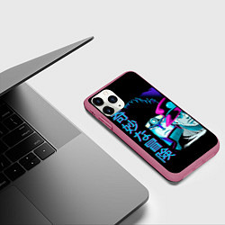 Чехол iPhone 11 Pro матовый Дзётаро и Дио, JoJo’s Bizarre, цвет: 3D-малиновый — фото 2