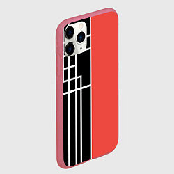 Чехол iPhone 11 Pro матовый Черный и коралловый арт деко, цвет: 3D-малиновый — фото 2