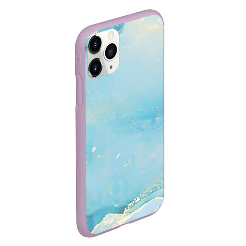 Чехол iPhone 11 Pro матовый Голубая Акварель / 3D-Сиреневый – фото 2