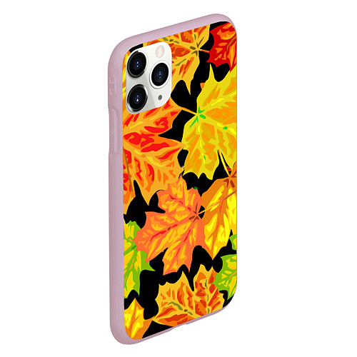 Чехол iPhone 11 Pro матовый LEAF FALL AUTUMN / 3D-Розовый – фото 2