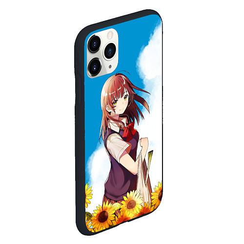 Чехол iPhone 11 Pro матовый Саю и Подсолнухи / 3D-Черный – фото 2