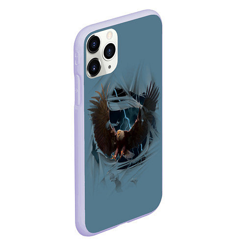 Чехол iPhone 11 Pro матовый ОРЕЛ СКВОЗЬ ТКАНЬ / 3D-Светло-сиреневый – фото 2