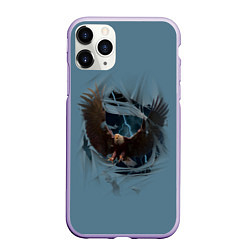 Чехол iPhone 11 Pro матовый ОРЕЛ СКВОЗЬ ТКАНЬ, цвет: 3D-светло-сиреневый