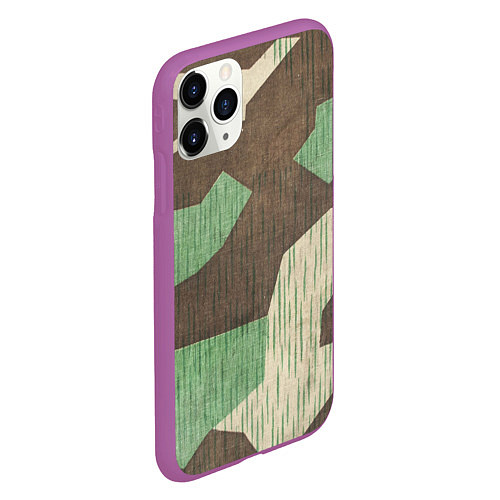 Чехол iPhone 11 Pro матовый Камуфляж хаки армейский / 3D-Фиолетовый – фото 2