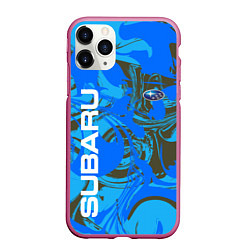 Чехол iPhone 11 Pro матовый SUBARU BLUE СУБАРУ СПОРТ Z, цвет: 3D-малиновый