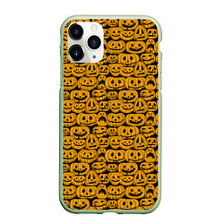 Чехол iPhone 11 Pro матовый Хэллоуинские Тыквы, цвет: 3D-салатовый