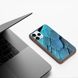 Чехол iPhone 11 Pro матовый Перья попугая, цвет: 3D-коричневый — фото 2