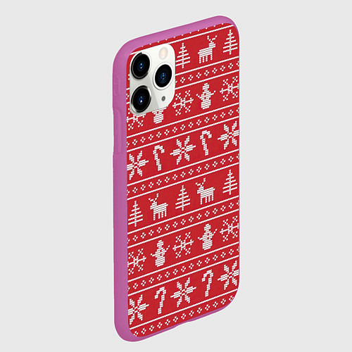 Чехол iPhone 11 Pro матовый Новогодний атрибуты / 3D-Фиолетовый – фото 2