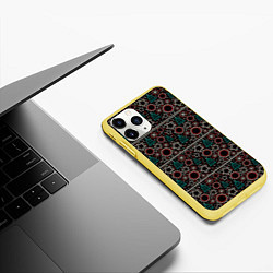 Чехол iPhone 11 Pro матовый Зимний рождественский узор, цвет: 3D-желтый — фото 2