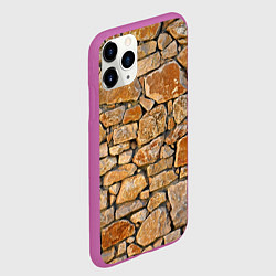 Чехол iPhone 11 Pro матовый Каменная стена, цвет: 3D-фиолетовый — фото 2