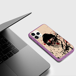 Чехол iPhone 11 Pro матовый Череп Хипстер Брызги Краски, цвет: 3D-фиолетовый — фото 2