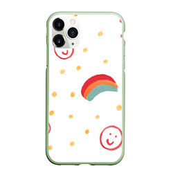 Чехол iPhone 11 Pro матовый Красочное детство, цвет: 3D-салатовый