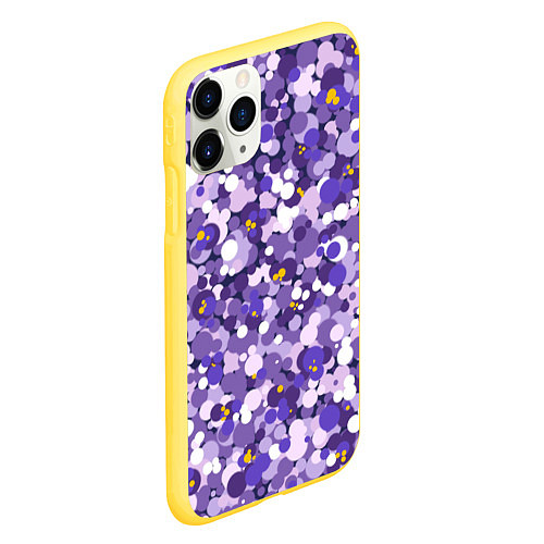 Чехол iPhone 11 Pro матовый Анютины глазки узор / 3D-Желтый – фото 2