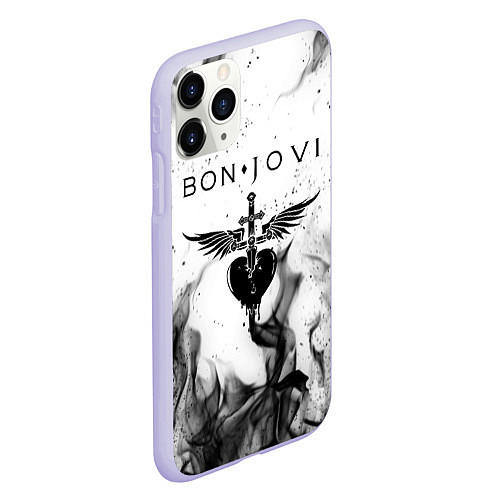 Чехол iPhone 11 Pro матовый BON JOVI HEART СЕРДЦЕ / 3D-Светло-сиреневый – фото 2