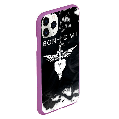 Чехол iPhone 11 Pro матовый BON JOVI БОН ДЖОВИ / 3D-Фиолетовый – фото 2