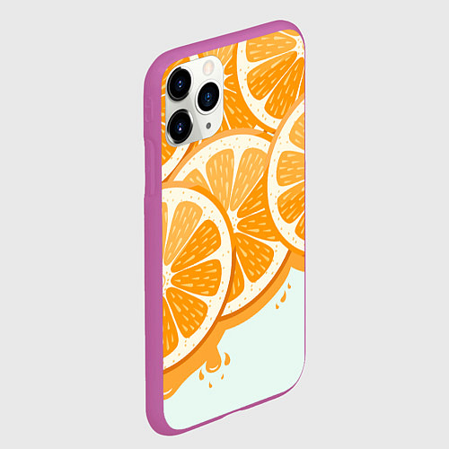 Чехол iPhone 11 Pro матовый АПЕЛЬСИН ORANGE / 3D-Фиолетовый – фото 2