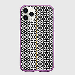 Чехол iPhone 11 Pro матовый Цветок Жизни чёрно-белый, цвет: 3D-фиолетовый