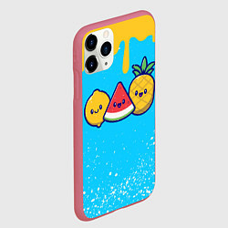 Чехол iPhone 11 Pro матовый ЛИМОН АРБУЗ АНАНАС, цвет: 3D-малиновый — фото 2