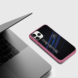 Чехол iPhone 11 Pro матовый MERCEDES LOGO NEON, цвет: 3D-малиновый — фото 2