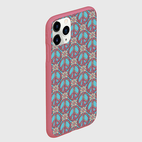 Чехол iPhone 11 Pro матовый Символы хиппи / 3D-Малиновый – фото 2