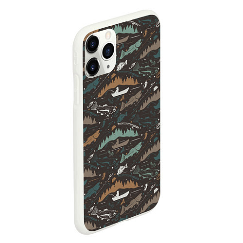 Чехол iPhone 11 Pro матовый На Рыбалке / 3D-Белый – фото 2