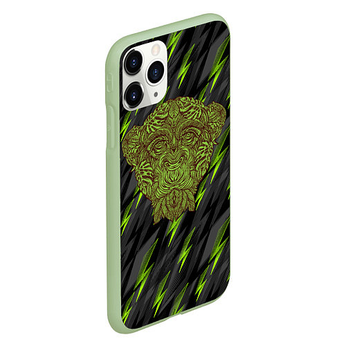 Чехол iPhone 11 Pro матовый Обезьяна из листьев / 3D-Салатовый – фото 2