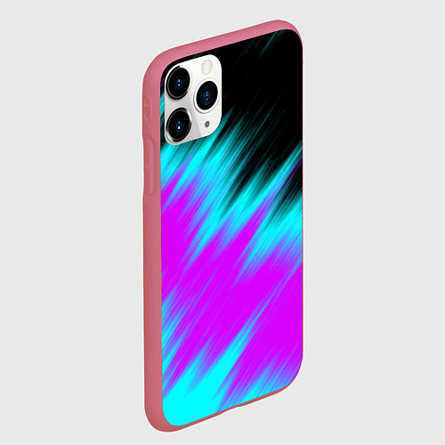 Чехол iPhone 11 Pro матовый НЕОНОВЫЕ ПОЛОСЫ И НИЧЕГО ЛИШНЕГО NEON STRIPES / 3D-Малиновый – фото 2
