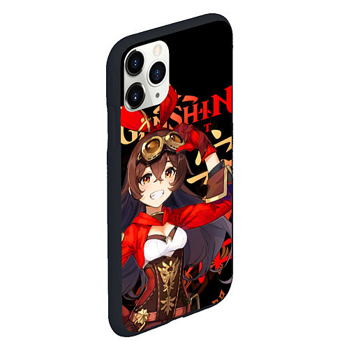 Чехол iPhone 11 Pro матовый Эмбер Genshin Impact / 3D-Черный – фото 2