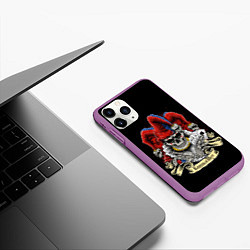 Чехол iPhone 11 Pro матовый КиШ ЧЕРЕП В КОЛПАКЕ, цвет: 3D-фиолетовый — фото 2