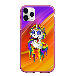 Чехол iPhone 11 Pro матовый Единорог Unicorn Rainbow Z, цвет: 3D-малиновый
