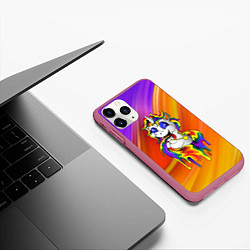 Чехол iPhone 11 Pro матовый Единорог Unicorn Rainbow Z, цвет: 3D-малиновый — фото 2