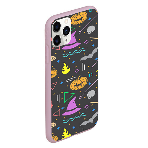 Чехол iPhone 11 Pro матовый Уютный Halloween / 3D-Розовый – фото 2