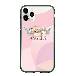 Чехол iPhone 11 Pro матовый Кошечки - ангелы, цвет: 3D-темно-зеленый
