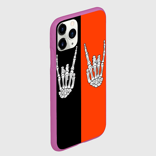 Чехол iPhone 11 Pro матовый Ладошки скелета / 3D-Фиолетовый – фото 2