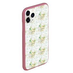 Чехол iPhone 11 Pro матовый Канарейки в клетках, цвет: 3D-малиновый — фото 2