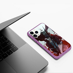 Чехол iPhone 11 Pro матовый Аста в режиме демона черный клевер, цвет: 3D-фиолетовый — фото 2