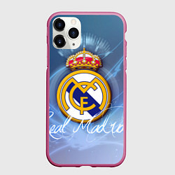 Чехол iPhone 11 Pro матовый FC РЕАЛ МАДРИД, цвет: 3D-малиновый