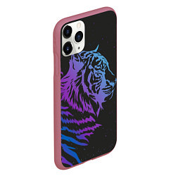 Чехол iPhone 11 Pro матовый Tiger Neon, цвет: 3D-малиновый — фото 2