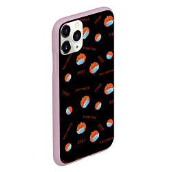 Чехол iPhone 11 Pro матовый Halloween 2021 , тыква в маске и коронавирус на че, цвет: 3D-розовый — фото 2