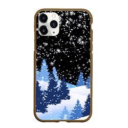Чехол iPhone 11 Pro матовый Снежная ночь в зимнем лесу
