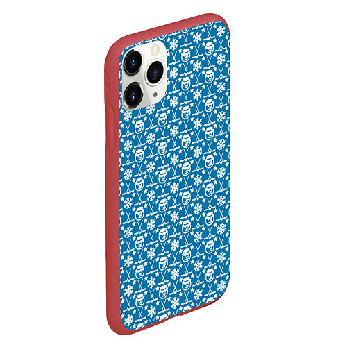 Чехол iPhone 11 Pro матовый Снеговик Хоккей / 3D-Красный – фото 2