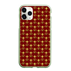 Чехол iPhone 11 Pro матовый Ёлочные Звёзды, цвет: 3D-салатовый