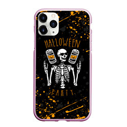 Чехол iPhone 11 Pro матовый HALLOWEEN PARTY ВЕЧЕРИНКА ХЕЛЛОУИН ЧЕРЕП И ТЫКВА, цвет: 3D-розовый