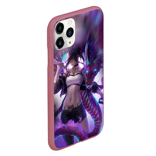 Чехол iPhone 11 Pro матовый LEAGUE OF LEGENDS AKALI ЛИГА ЛЕГЕНД АКАЛИ / 3D-Малиновый – фото 2