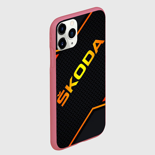 Чехол iPhone 11 Pro матовый Skoda Gold Шкода / 3D-Малиновый – фото 2